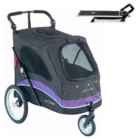 SkyLine Pet Stroller with Grooming Table - black/purple - Large