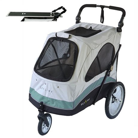 SkyLine Pet Stroller with Grooming Table - light green/black - Large