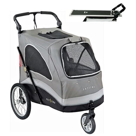 SkyLine Pet Stroller with Grooming Table - grey/black - Large